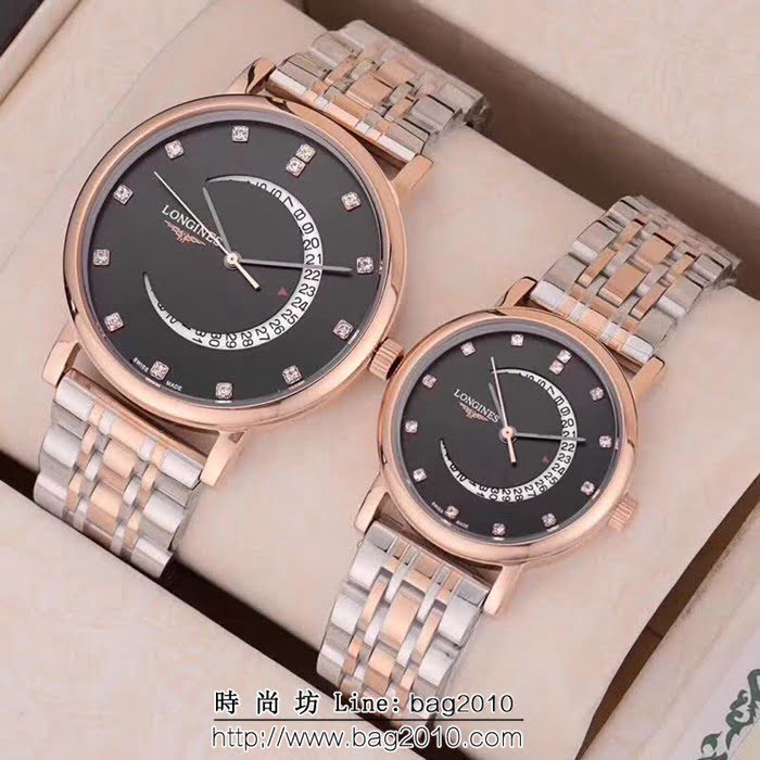 LONGINES浪琴 精鋼表殼 石英機芯 情侶對表 WSS0351